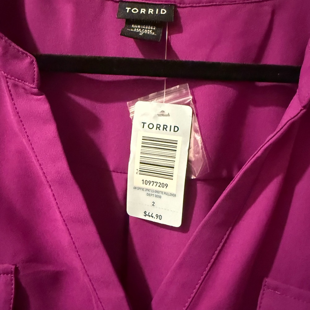 Torrid Rich Purple V-Neck Blouse - Picture 3 of 4